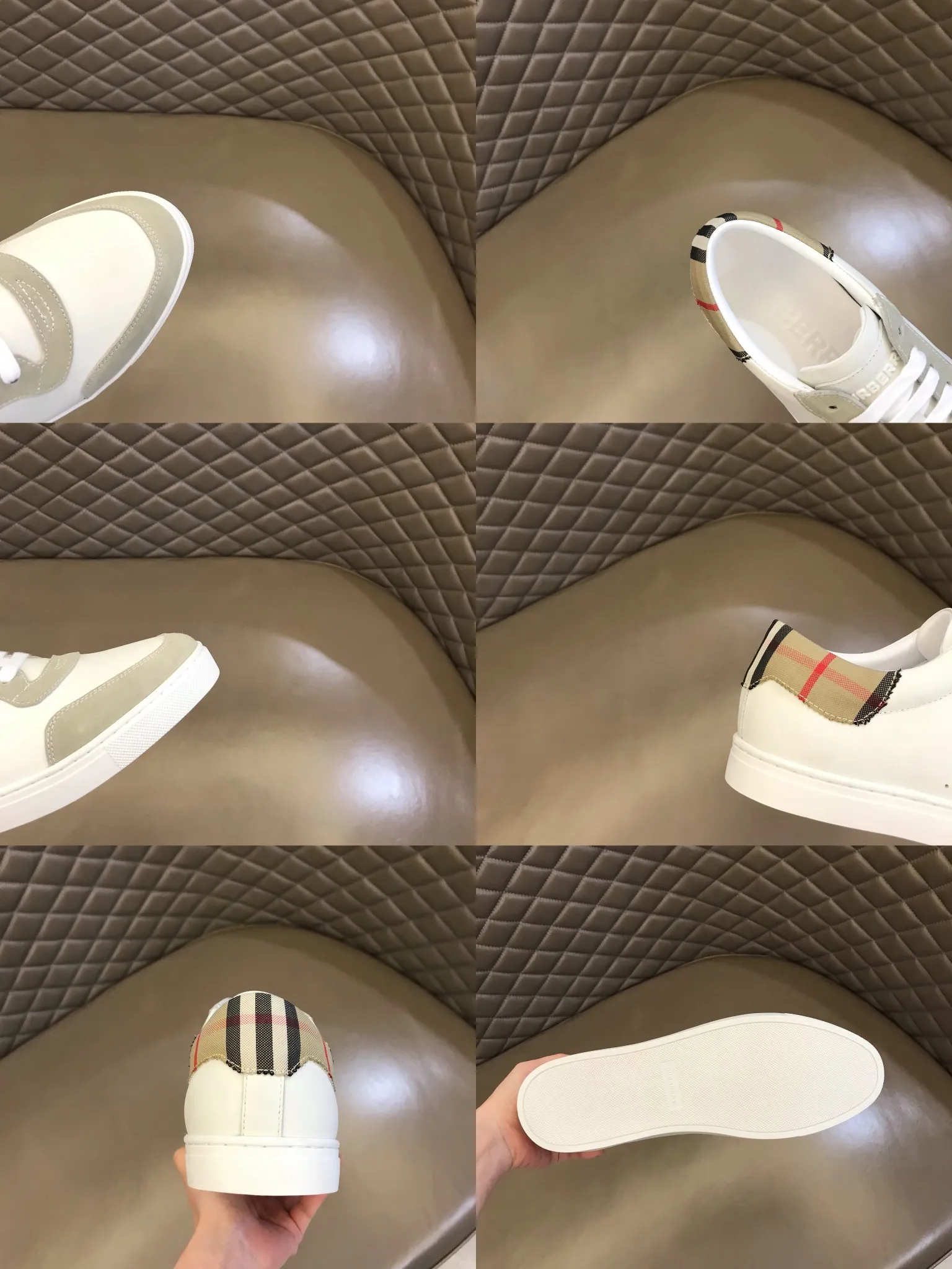 ¥380 B’s men’s classic low-top sneakers are reinterpreted in Vintage plaid cotton and cowhide materials, decorated with a new brand logo. First-layer cowhide lining, embossed Burberry logo on the heel, and original TPU outsole! 38-44 (45 customized)